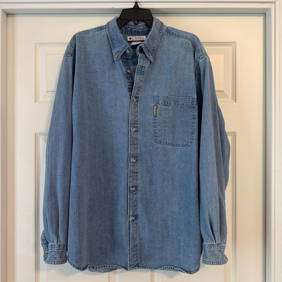90’s Columbia Denim Button Down Shirt XL Blue - Picture 1 of 9